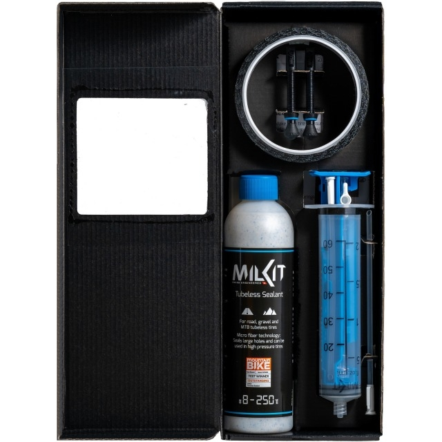milKit Reifendichtmittel Tubeless Conversion Kit 45-25, 45mm Ventile, 25mm Felgenband à 10m