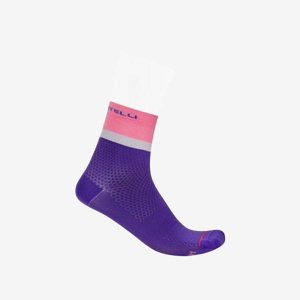 Castelli Tonal Logo W 12 Sock, Ultraviolet/Rosa Giro-Purple Mist, L-XL