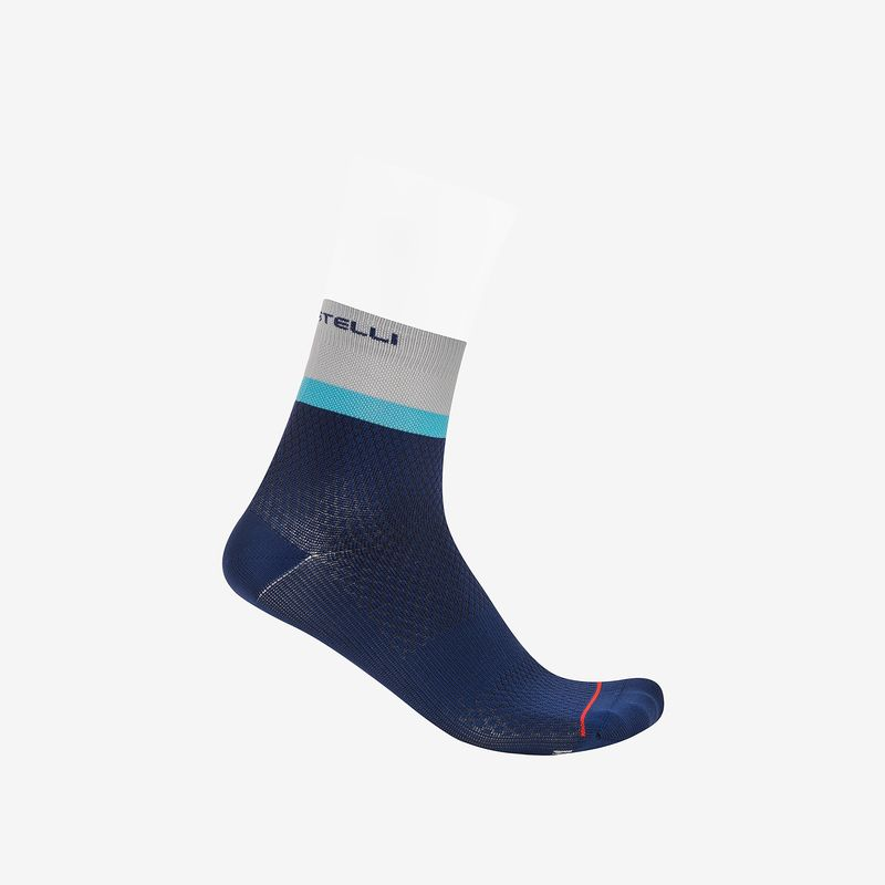 Castelli Tonal Logo W 12 Sock, Belgian Blue/Silver Gray-Neon Cobalt, S-M